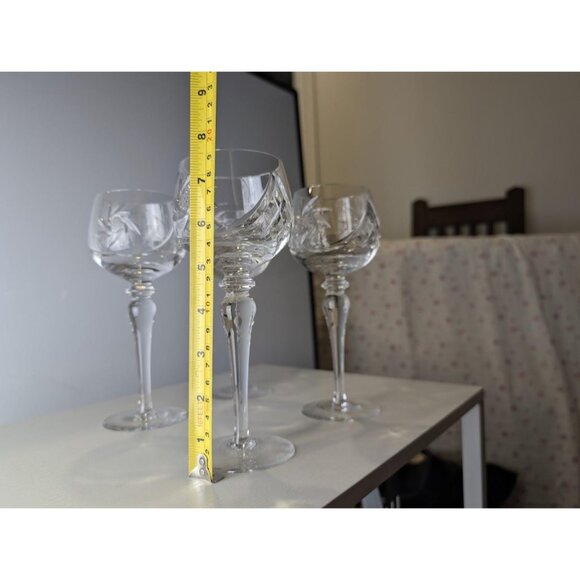 4 Vintage Pinwheel Crystal Wine Glasses, Crystal Hand Cut Wine Glasses - Picture 6 of 8